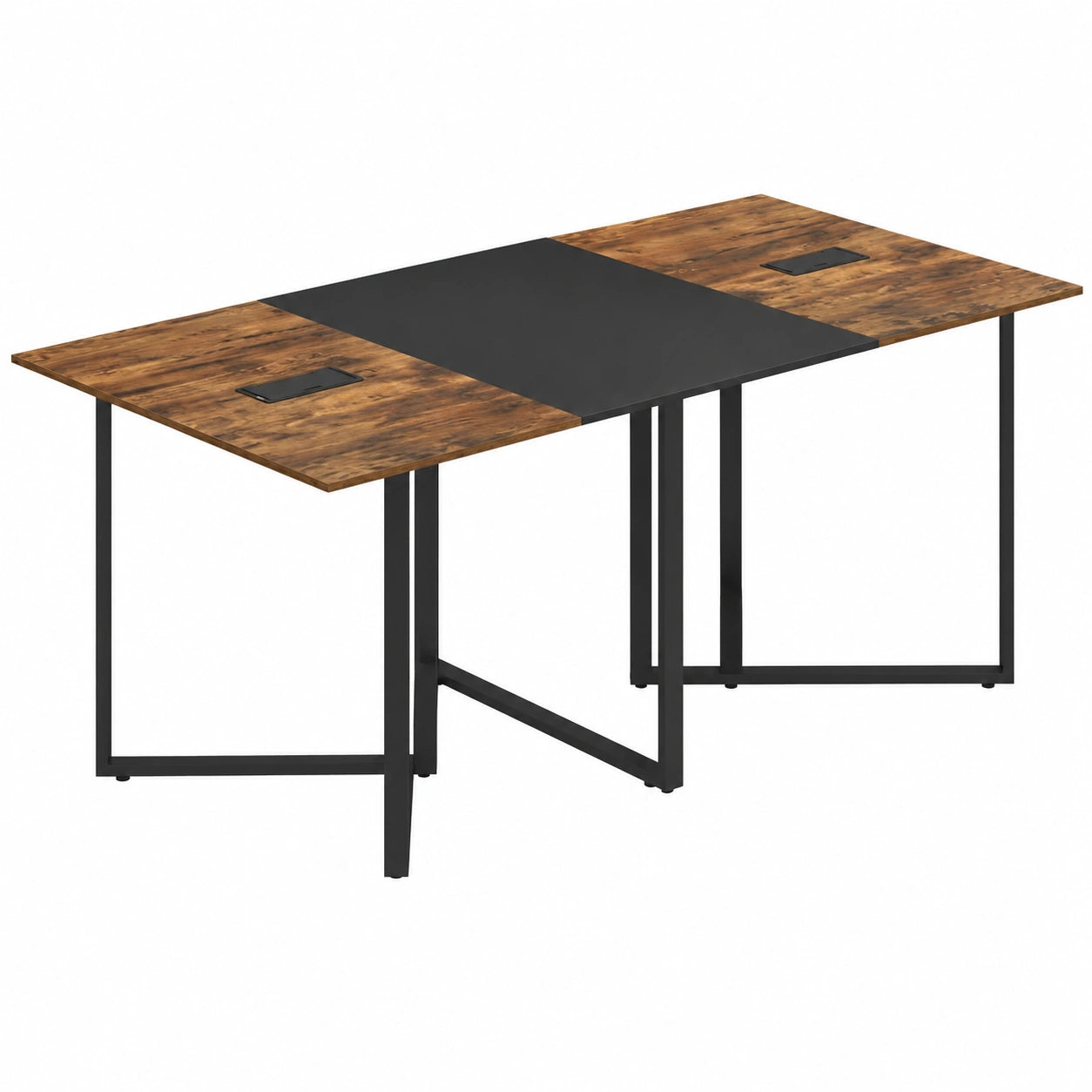 GIANTEX Tavolo Conferenze Industriale 180 cm, 6-8 Persone, con Passacavi e Struttura Metallica, Capacità 120 kg, per Ufficio e Sala Riunioni