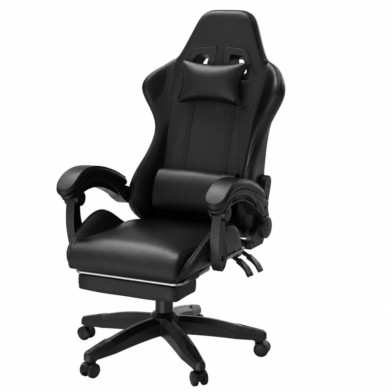 bigzzia Sedia da Gaming Ergonomica con Poggiapiedi e Massaggio, Ideale per Gioco, Studio e Ufficio (Nero)