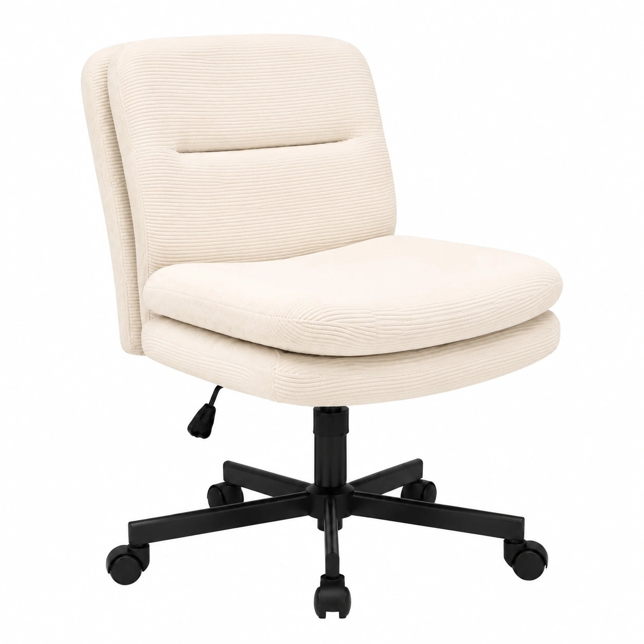 Durrafy Sedia Ergonomica in Velluto, Beige, Regolabile e Girevole per Ufficio e Makeup, Portata 136 kg